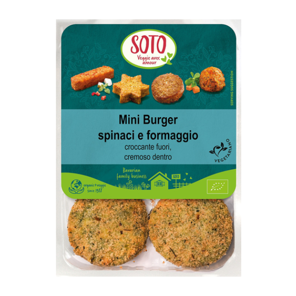 Mini burger spinaci e formaggio bio 180g Soto