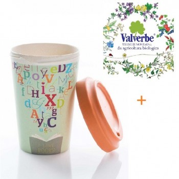 Tisana Valverbe bio+BioTazza termica in bamboo "I love books"