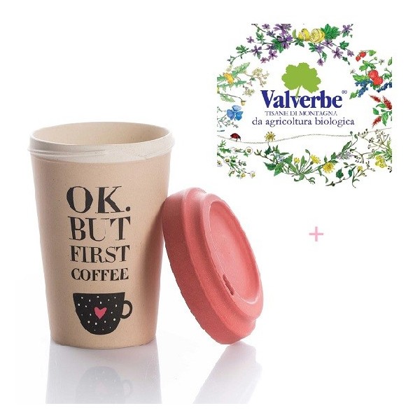 BioTazza termica in bamboo "Coffee first"+tisana Valverbe bio
