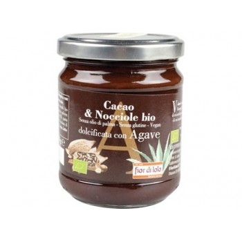 Crema spalmabile cacao e nocciole dolcificata con agave 200gr bio