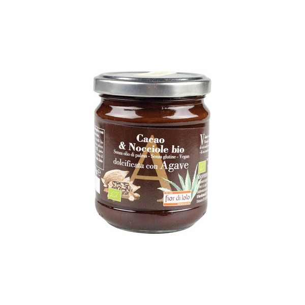 Crema spalmabile cacao e nocciole dolcificata con agave 200gr bio