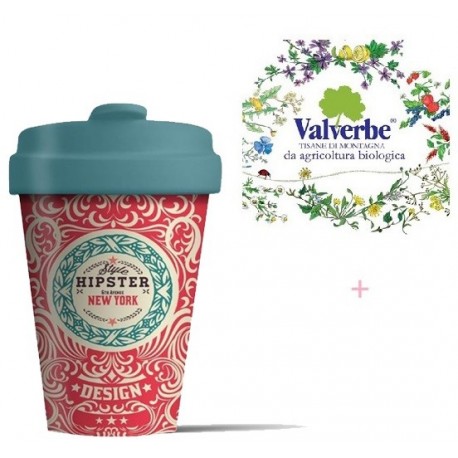BioTazza termica in bamboo "Original Hipster"+ tisana Valverbe bio