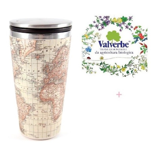 Bio Tazza SlideCup Bamboo "Antique Map" + Tisana Valverbe Bio