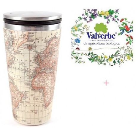 Bio Tazza SlideCup Bamboo "Antique Map" + Tisana Valverbe Bio