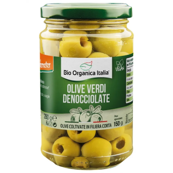 Olive verdi denocciolate bio in salamoia 280 g Bio Organica Italia