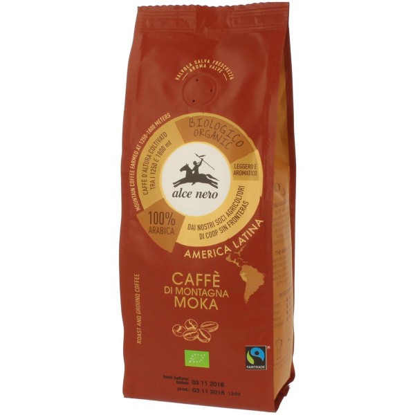 Caffè 100% arabica bio per moka 250 g Alce Nero
