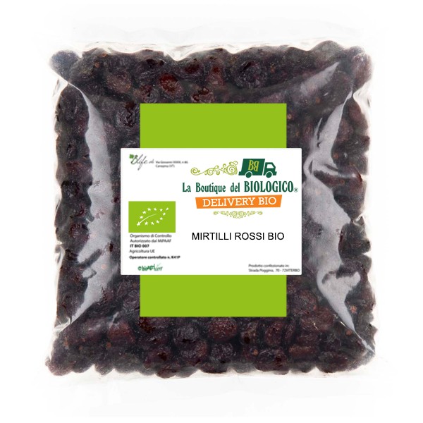 Mirtilli rossi secchi canadesi bio 500 gr