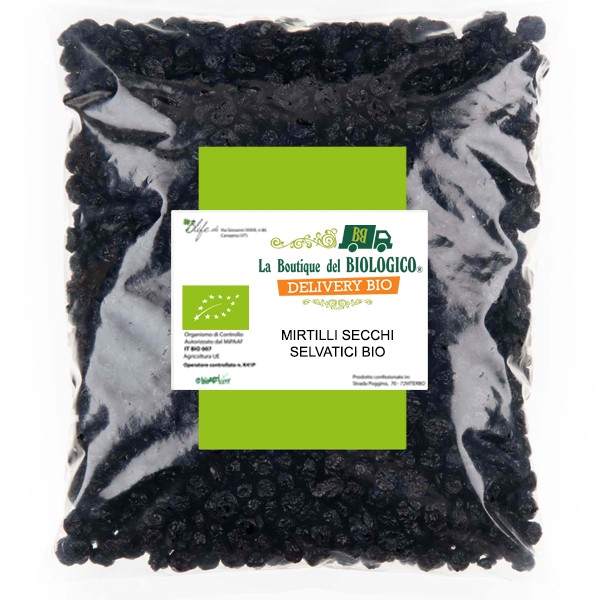 Mirtilli neri selvatici secchi bio 500 gr