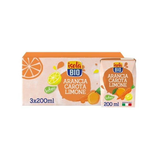 Bevanda di arancia, carota e limone bio 3x200ml Isolabio