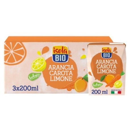 Bevanda di arancia, carota e limone bio 3x200ml Isolabio