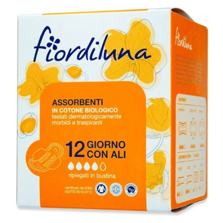 Assorbenti giorno con ali in cotone biologico 12 pz