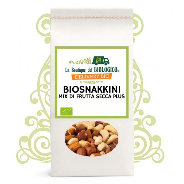 Biosnakkini mix frutta secca plus bio (uvetta bio, nocciole bio, anacardi bio, mandorle bio) 250 g