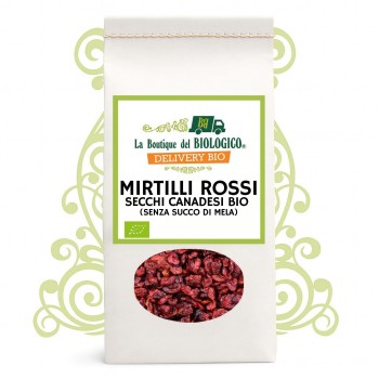 Mirtilli rossi secchi canadesi bio (senza succo di mela) 100 g