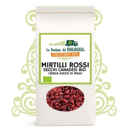 Mirtilli rossi secchi canadesi bio (senza succo di mela) 100 g