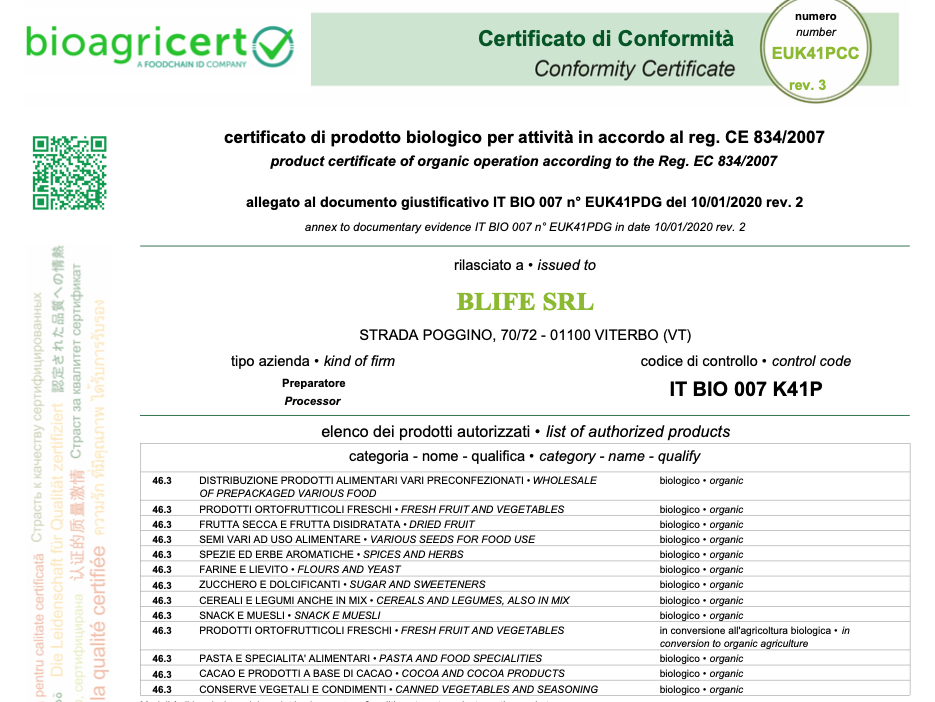 Le nostre Certificazioni - La Boutique del Biologico